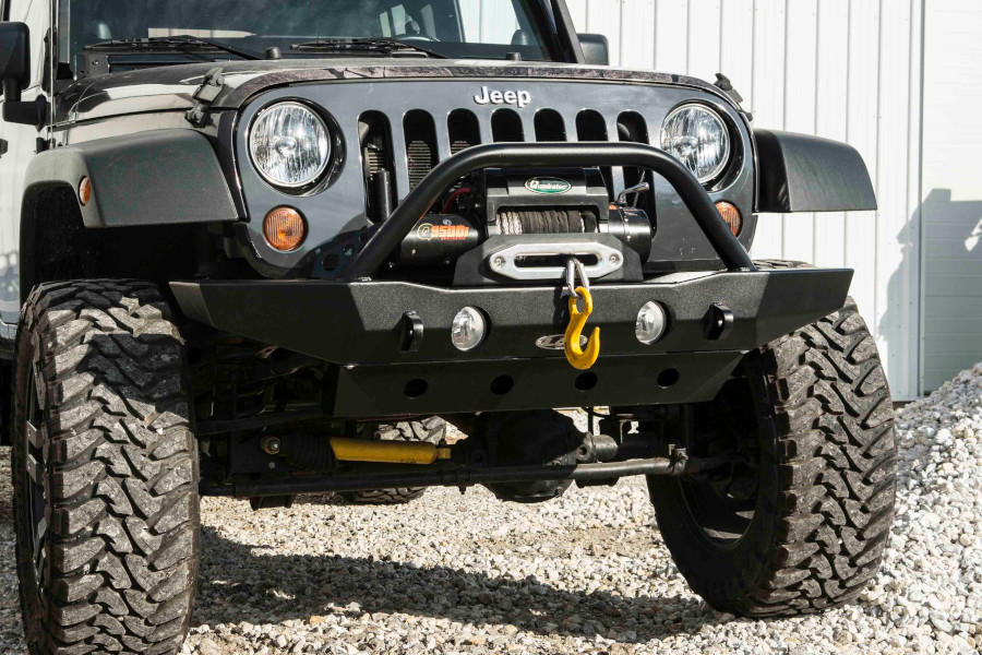 LOD Destroyer Mid-Width Front Bumper w/ Bull Bar Black Powder Coated - JK