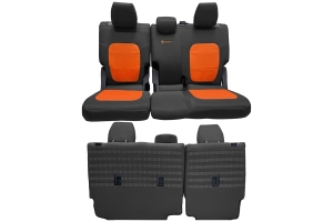 Bartact Tactical Rear Bench Seat Covers w/ Armrest - Black/Orange - Bronco 4dr 2021+