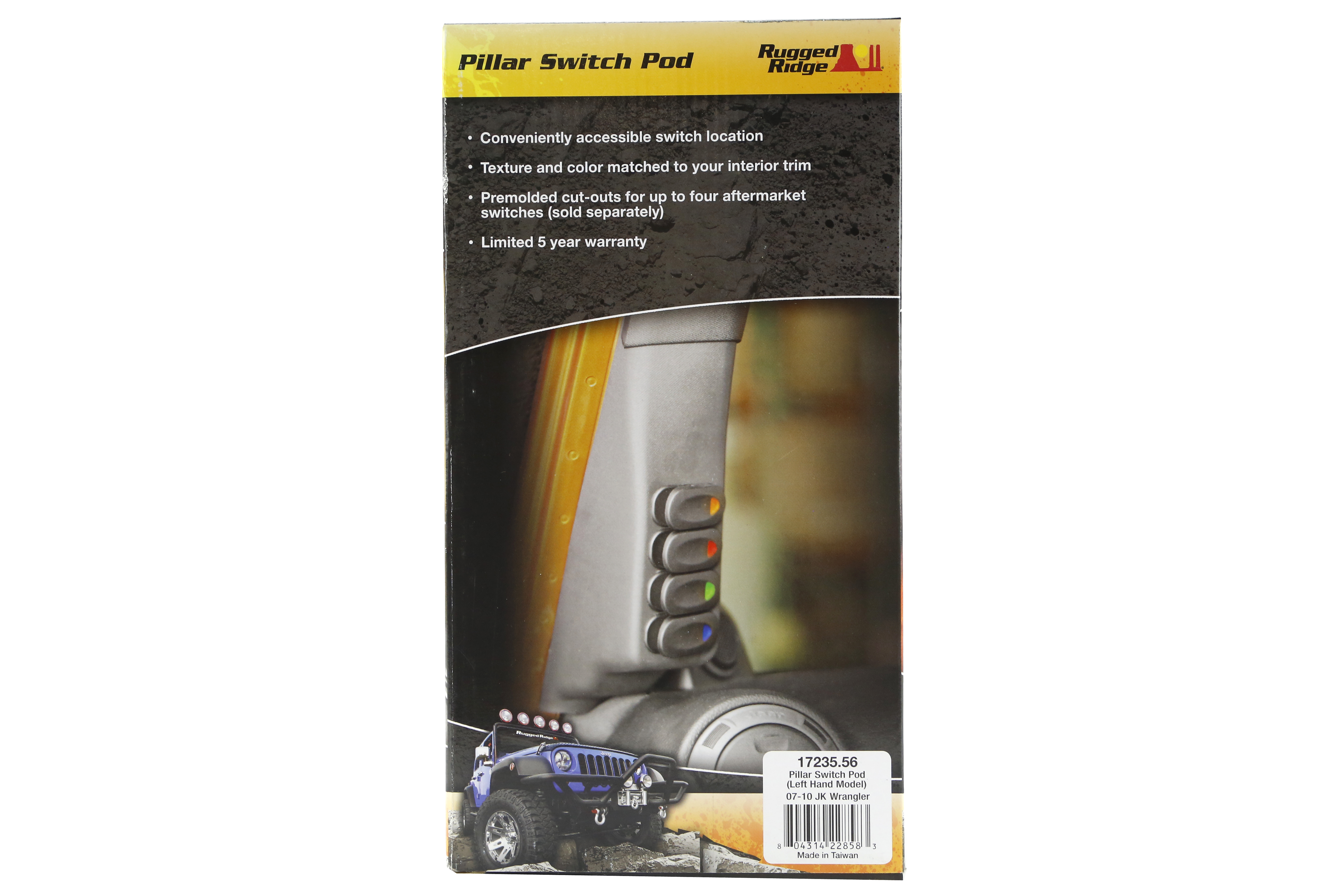 Rugged Ridge A-Pillar 4-Switch Pod Left Side - JK 2007-10