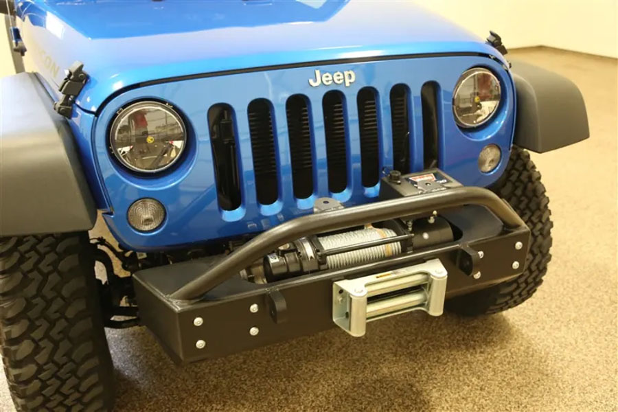 Rock Hard 4x4 Patriot Series Steel Stubby Front Bumper w/ Lowered Winch Plate - JK