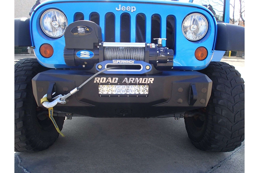Road Armor Stealth Stubby Front Winch Bumper - Texture Black  - JK 