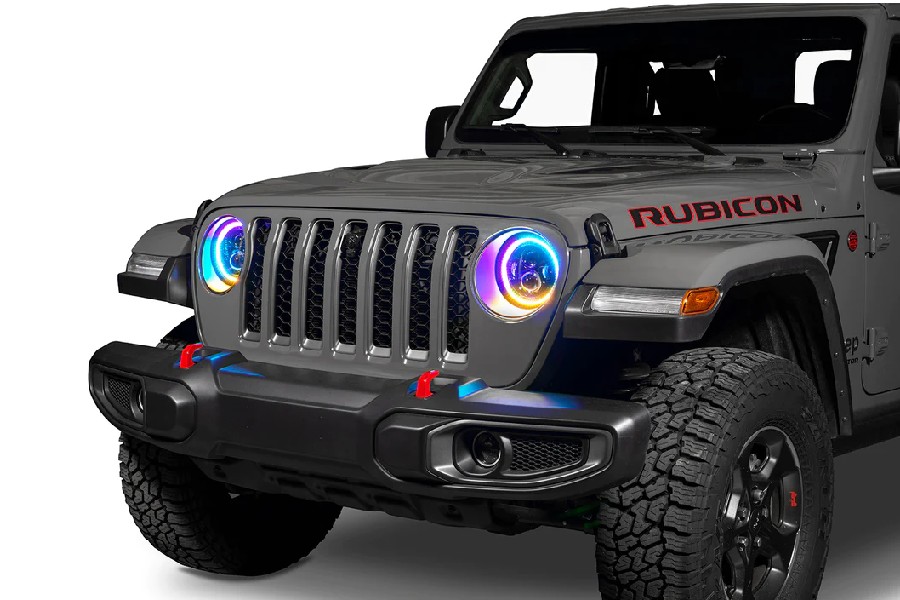 Oracle Lighting 7in High Powered LED Headlights (Pair) - Black Bezel - Dynamic ColorSHIFT - JT/JL