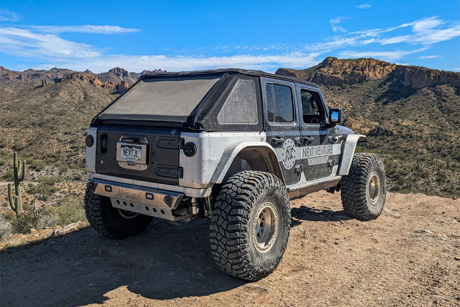 Next Venture Motorsports Rear Aluminum Corner Armor w/ Lights (Stealth Fuel Door) - Bare - JL 4DR