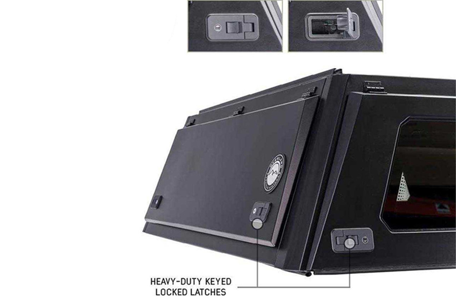 Overland Vehicle Systems Expedition Truck Cap w/Full Wing Doors, Front/Rear Windows, 3rd Brake Light - JT