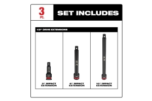 Milwaukee Tool 3PC SHOCKWAVE Impact Duty 1/2in Drive Extension Set