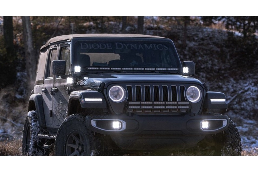 Diode Dynamics SS3 Sport Cowl LED Bracket Kit w/ LED Lights - Yellow Driving/Flood - JT/JL