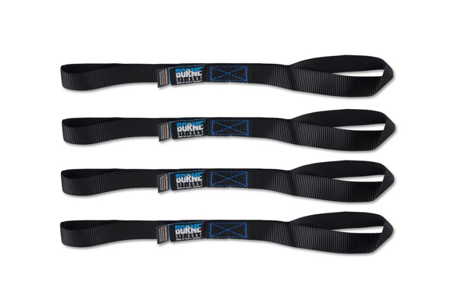 Borne Off-Road Medium Duty Ratchet Tie Down Kit 4 Pack, Black