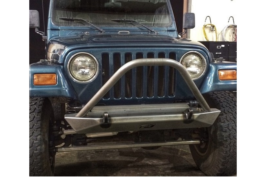 Motobilt Mid-Width Front Bumper w/ Stinger - Bare Steel  - LJ/TJ/YJ