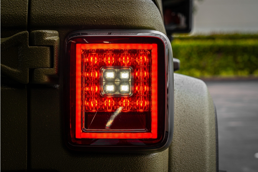 RECON LED Tail Lights - Red Smoked Lens  - JL w/ OEM Halogen Tail Lights