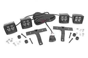 Rough Country Black Series Quad LED Light Pod Kit - Amber DRL  - JT/JL