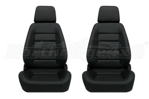 Corbeau Sport Black Leather Seat Pair
