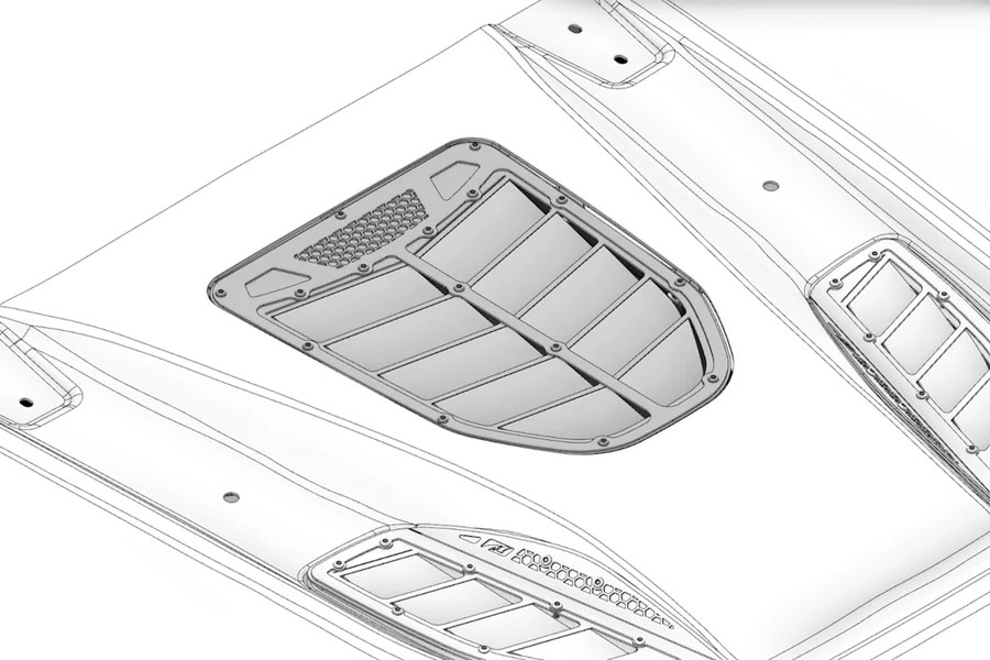 Motobilt Center Hood Vent - Rock Monster USA Hood Compatible - JK