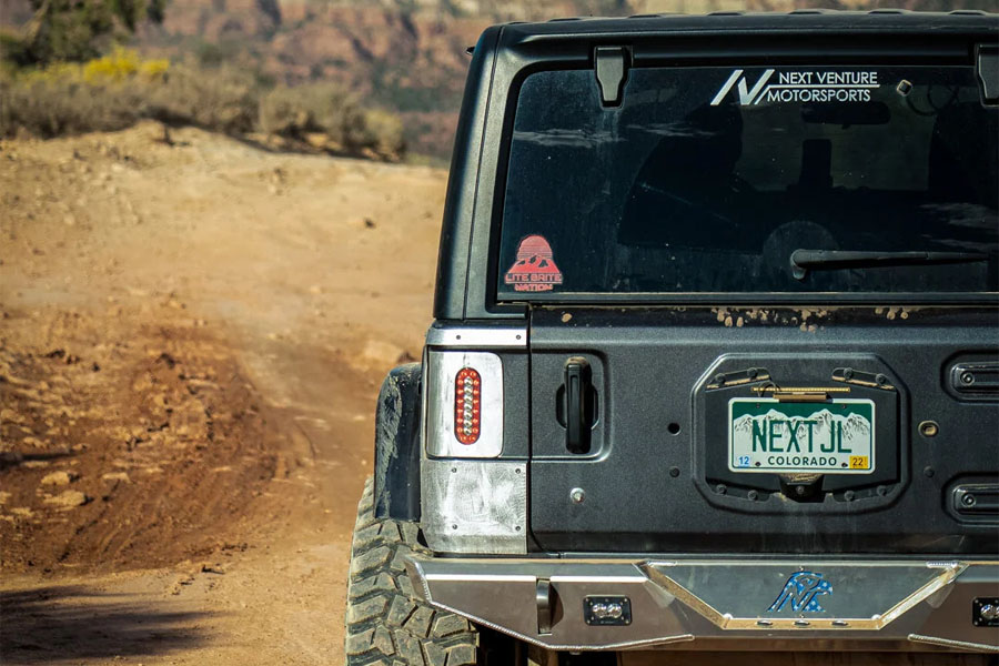 Next Venture Motorsports Rear Steel Corner Armor - Bare - JL 2DR