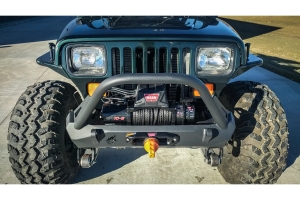 Crawltek Pyro Stubby Front Bumper w/ Flat Top Stinger - Black - TJ/LJ/YJ/CJ
