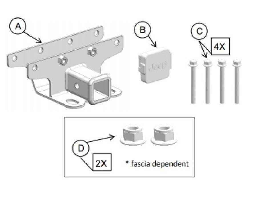 Mopar Trailer Hitch Class 2 With 2in Hitch Receiver - JL