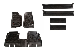 Rugged Ridge All Terrain Floor Liner Kit w/Door Entry Guards Package - JL 4Dr