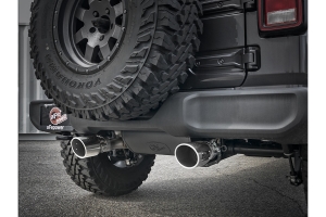 AFE Power Rebel Series 2.5in Dual Cat Back Exhaust System, Polished Tip - JL 4Dr 3.6L