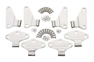 Kentrol 8-Pieces Body Door Hinge Set - Polished Silver  - JK 4Dr