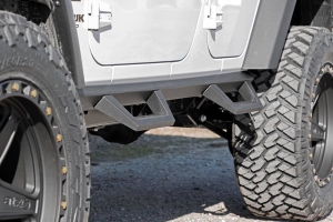 Rough Country Contoured Drop Steps - Black - JK 4Dr