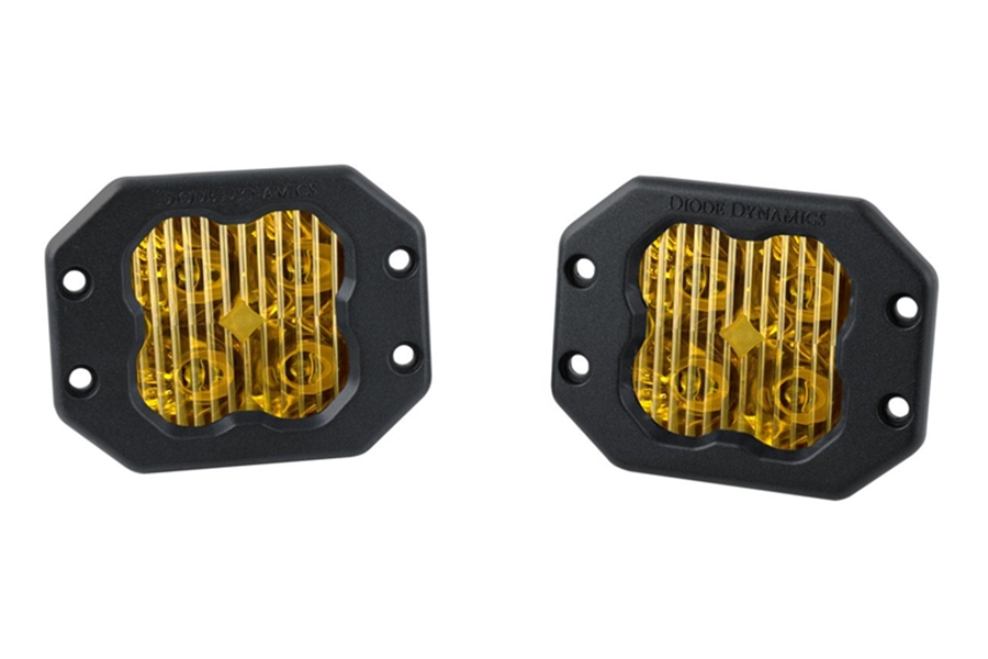 Diode Dynamics SS3 Yellow Sport Flush Mount LED Pod Pair, SAE Driving - Amber