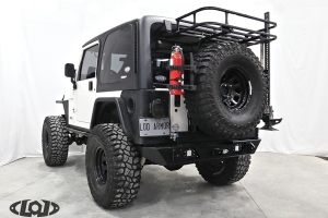 LOD Destroyer Rear Bumper with Tire Carrier, Black Texture - TJ/LJ/YJ