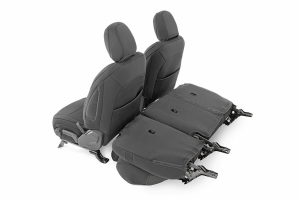 Rough Country Neoprene Seat Cover Set, w/o Armrest - Black - JL 4dr