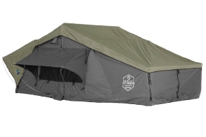 Overland Vehicle Systems Nomadic 4 Extended Roof Top Tent, Gray Body, Green Rainfly