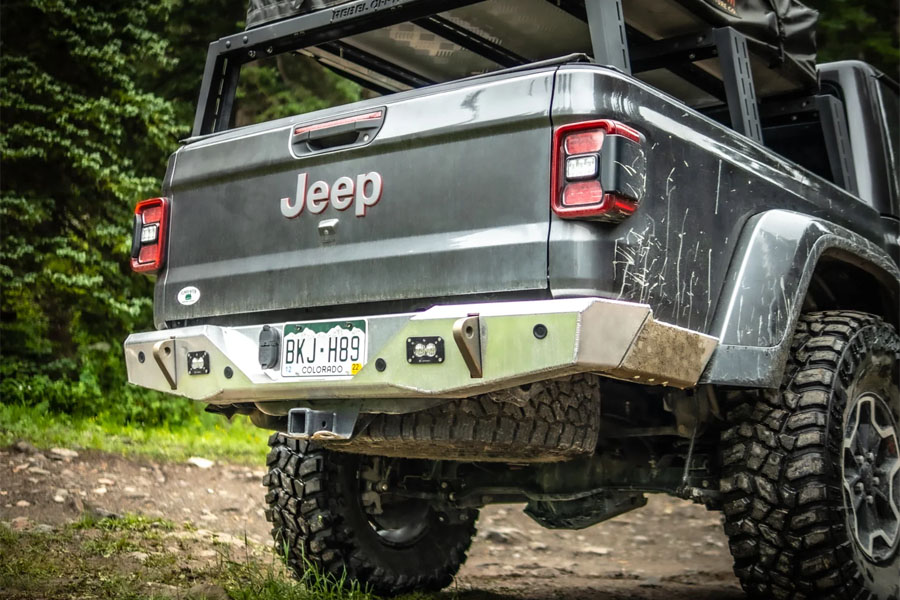Next Venture Motorsports Featherweight Series Aluminum Rear Bumper w/ Backup Sensor Cutouts - Bare - JT