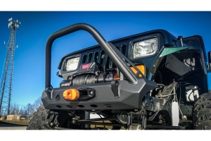 Crawltek Pyro Stubby Front Bumper w/ Flat Top Stinger - Black - TJ/LJ/YJ/CJ