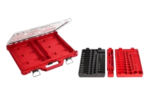 Milwaukee Tool 106pc 1/4in and 3/8in Metric & Ratchet and Socket Set w/ PACKOUT Low-Profile Organizer