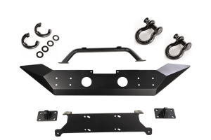 Rugged Ridge Spartan Front Bumper w/D-Rings and Isolator Package - JK - HCE w/ Overrider - Matte Black
