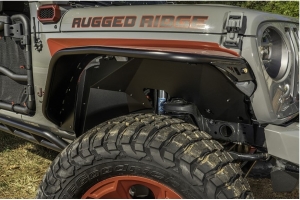 Rugged Ridge Front Inner Fender Liners, Aluminum - Black  - JL