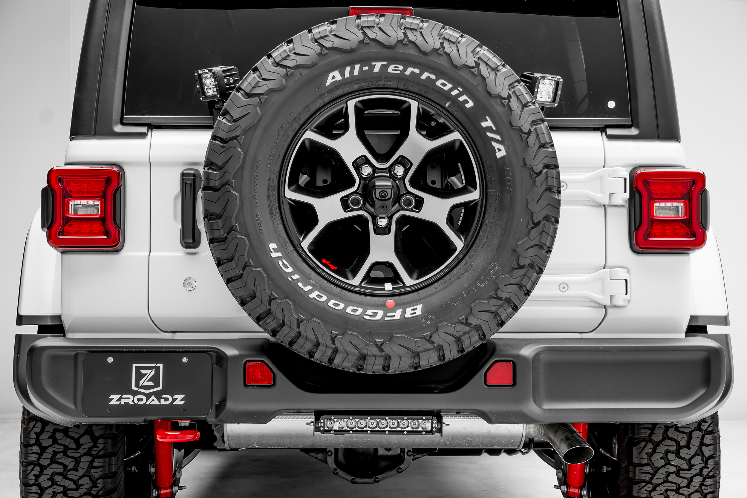 ZROADZ Rear Tire Carrier Mounting Bracket Kit w/2 - 3in Cube LED Lights and Wire Harness - JL