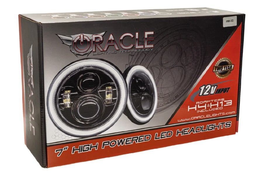 Oracle Lighting 7in High Powered LED Headlights (Pair) - Black Bezel - Dynamic ColorSHIFT - JT/JL
