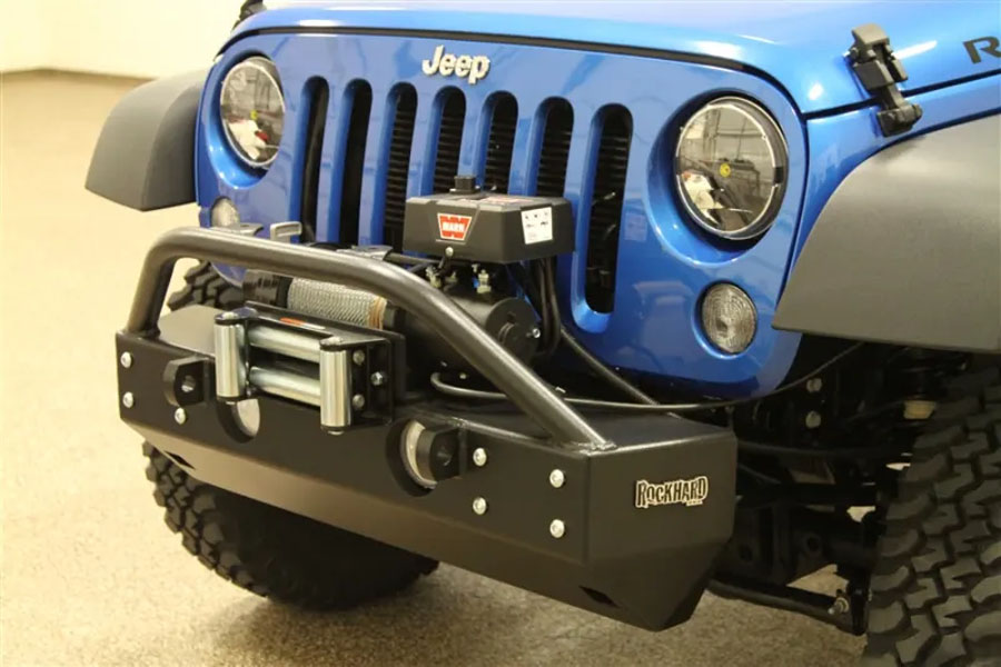 Rock Hard 4x4 Patriot Series Steel Grille Width Front Bumper w/ Fog Light Cutouts - JK