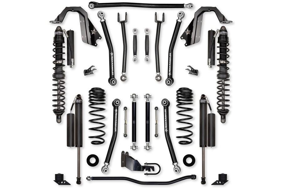 Rock Krawler 3.5 Inch X-Factor Coilover 'No Limits' Mid-Arm Lift Kit - Stage 1 ( Part Number: JL35NL-4XECS)