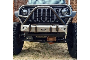 Motobilt Stubby Front Bumper w/ Grill Hoop and Stinger - Bare Steel  - JK 
