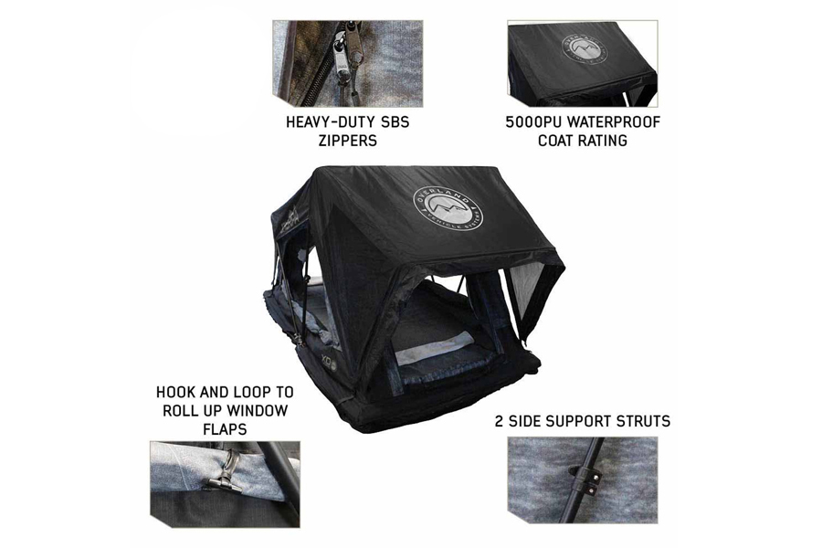 Overland Vehicle Systems XD Sherpa Soft Shell Roof Top Tent 3 Person - Grey Body/Black Rainfly