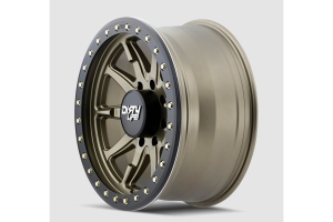 Dirty Life 9304 DT-2 Beadlock Wheel w/ Simulated Ring, Satin Gold - 17x9 5x5 - JT/JL/JK