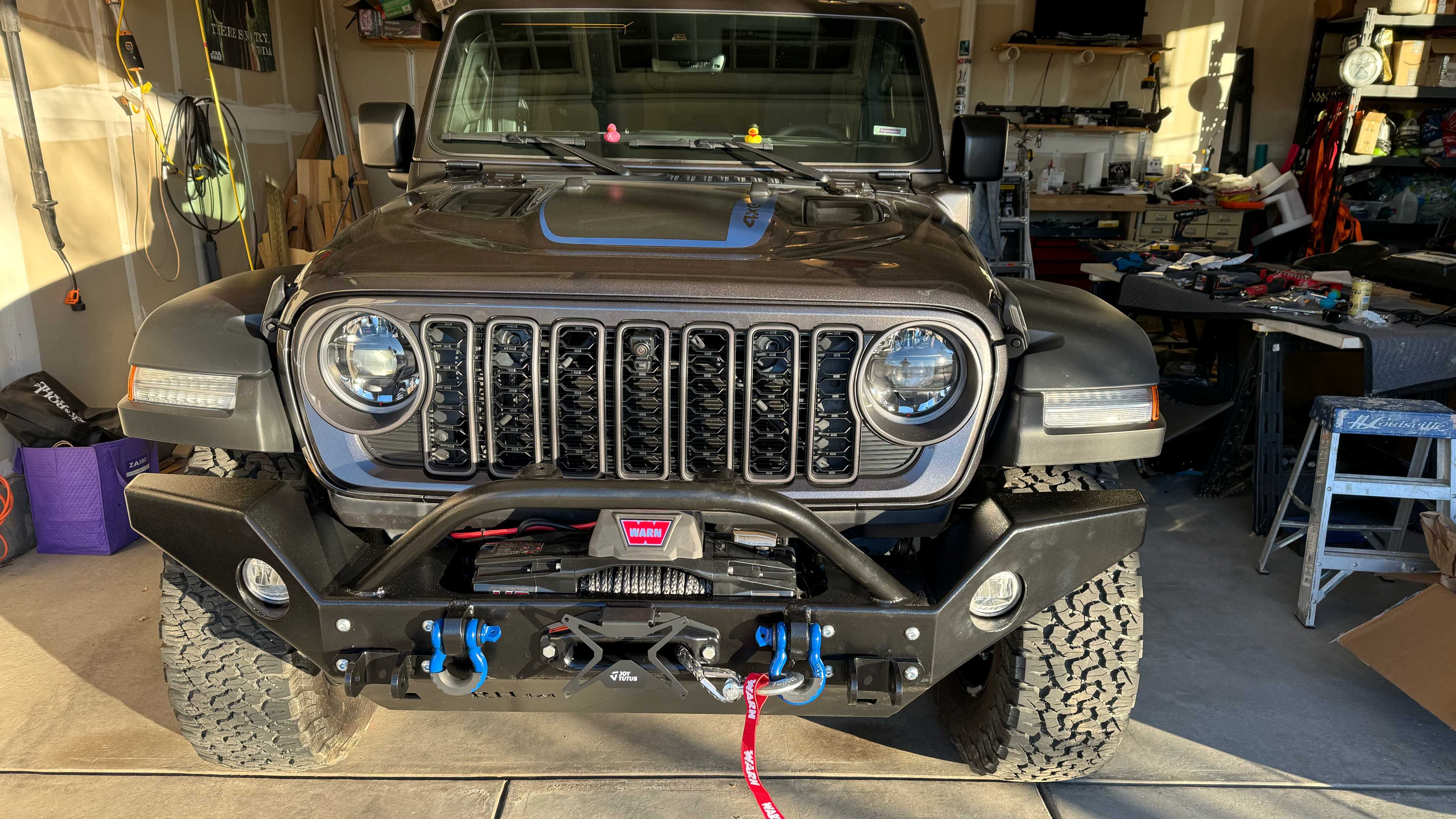 User Media for: Rock Hard 4x4 Patriot Series Full Width Aluminum Front Bumper w/Lowered Winch Mount, Black - JT/JL
