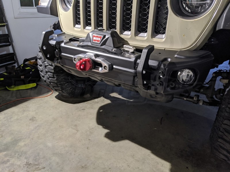 Rugged Ridge Arcus Front Stubby Bumper w Winch Tray and Tow Hooks ...