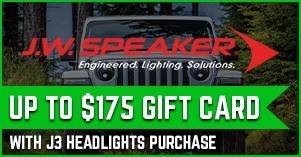 J.W Speaker one hundred seventy five dollar gift card with J3 headlights