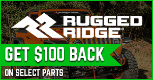 Rugged Ridge one hundred dollars back on select parts sale