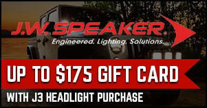 J.W Speaker one hundred seventy five dollar gift card with J3 headlights
