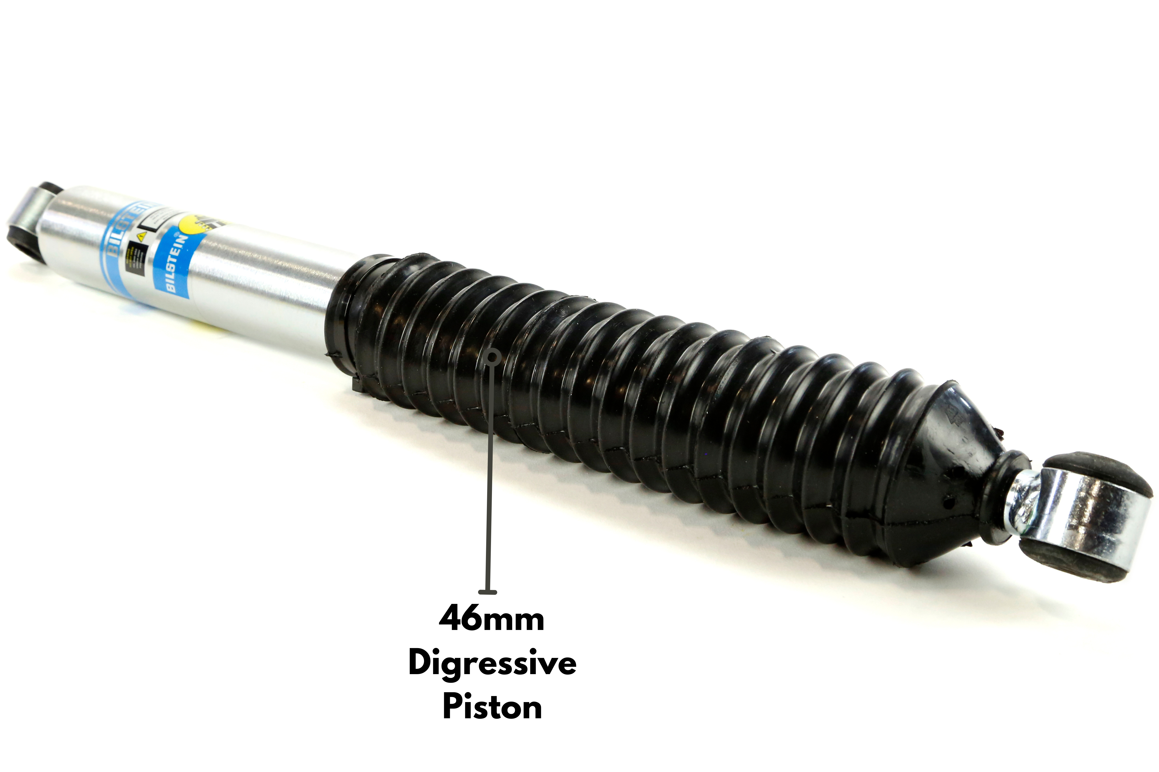 The Bilstein 5100s have a 46mm piston, granting superior longevity and reliability