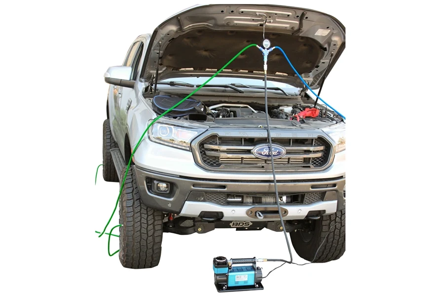 Bulldog Winch 4-Tire Inflation/Deflation System In use on a Ford Ranger