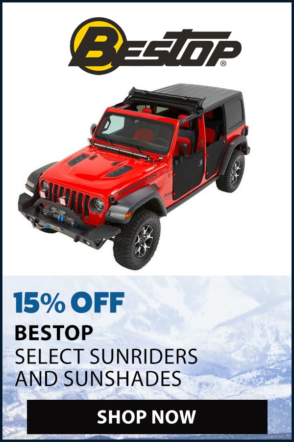 BESTOP 15% OFF SELECT SUNRIDERS AND SUNSHADES